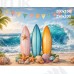 Tło fotograficzne „Kolorowe deski surfingowe z muszlami i falą oceanu” | 4057